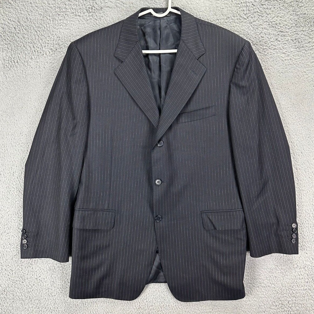 Canali Blazer Adult 44R Black Striped 100% Pure Wool Tuxedo 3-Button Suit Mens